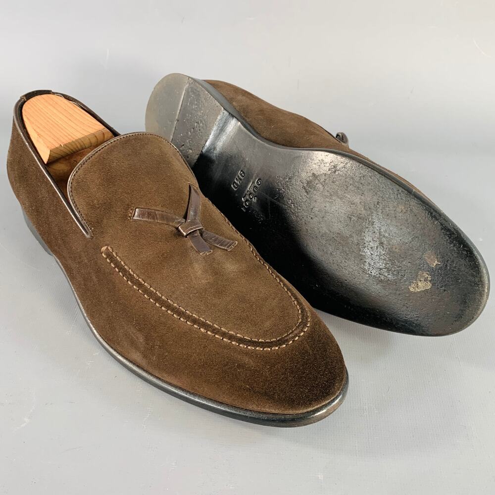 GUCCI Size 10 Chocolate Brown Suede Tassels Loafers - Picture 5 of 10